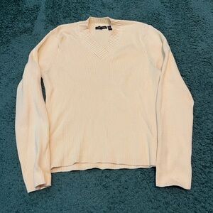 Yellow Jenne Pierre Cotton V-Neck Women's Sweater